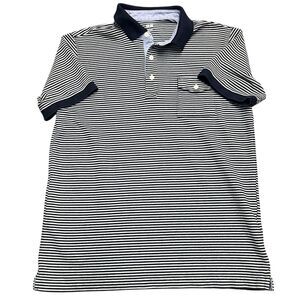 Uniqlo Striped Piqué Polo Shirt Navy White Stripes Size large Mens